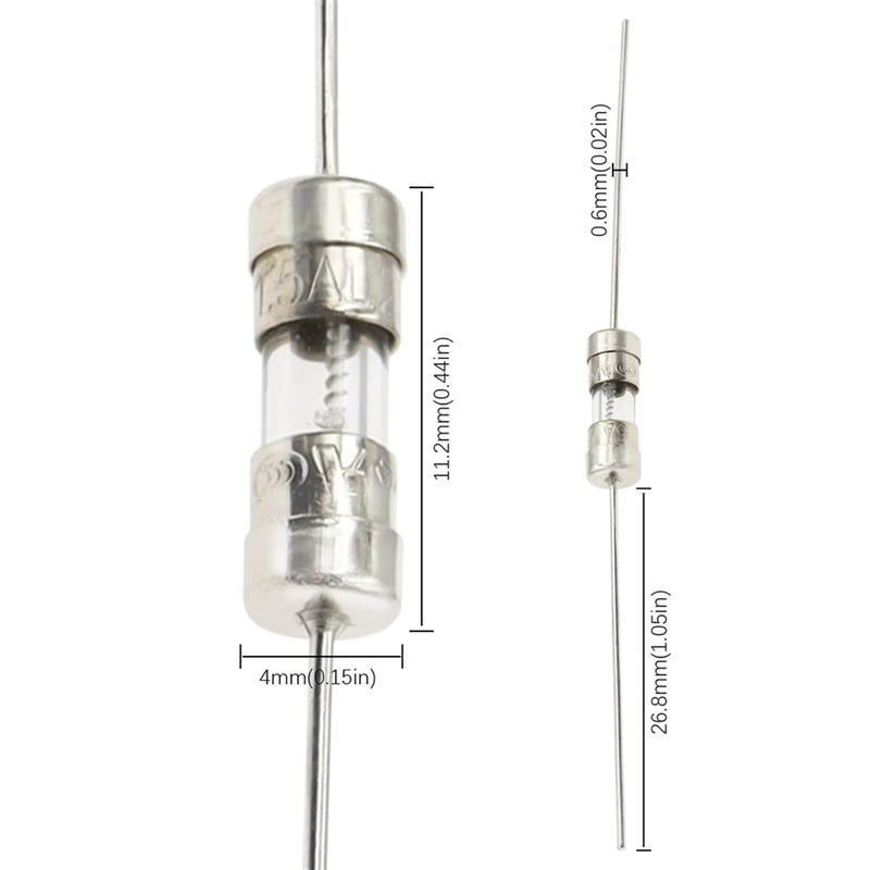 3 6x10mm Fast Blow Glass Tube Fuses 1 5A Slow T 250V 10 Pack - Image 4