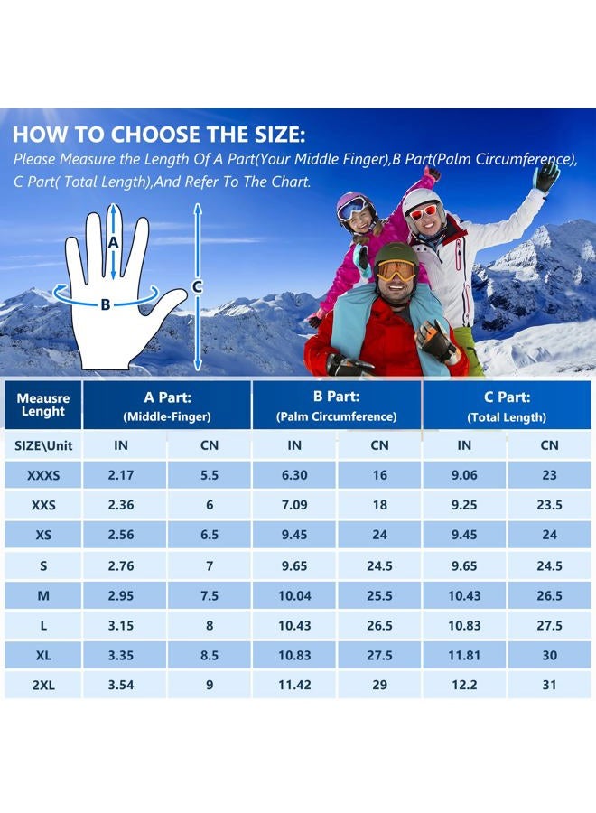 Pnosnesy Cold Weather Mittens,Ski Gloves,Snow Gloves,Waterproof Winter Gloves,Men & Women,For Parent Child - Image 5