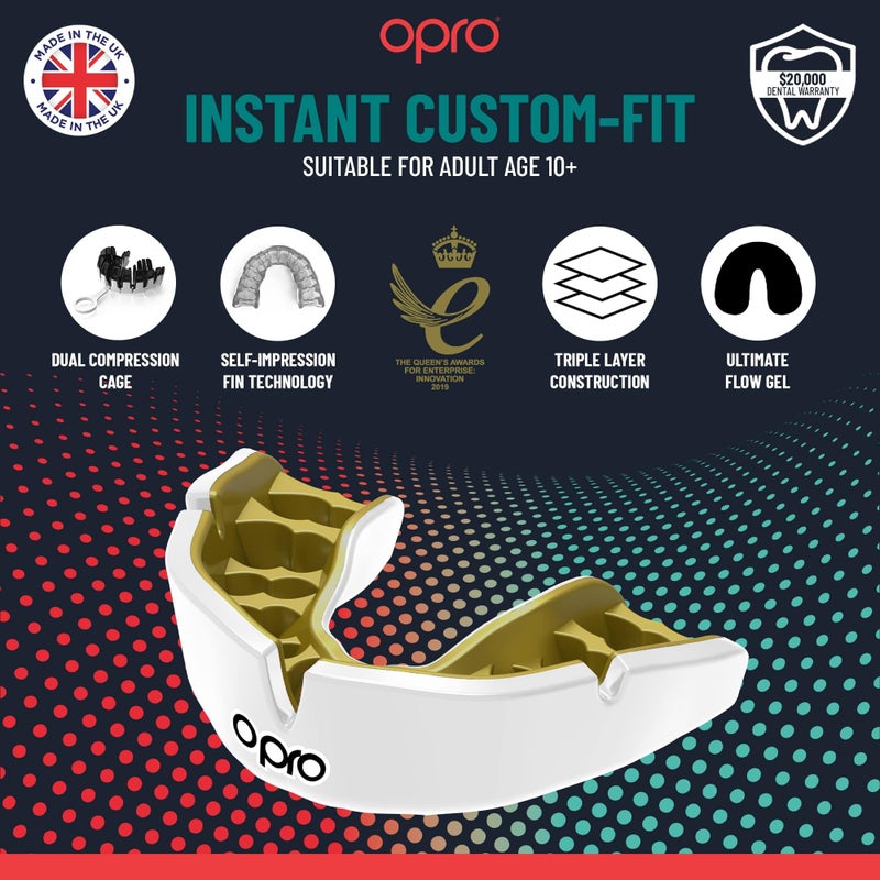 OPRO حارس الفم المخصص الفوري OPRO، راحة وحماية بمستوى طبيب الأسنان - حارس فم قابل للتشكيل لكرة القدم، الملاكمة، الرجبي، MMA، BJJ، UFC - يشمل علبة حارس الفم (أحمر، للبالغين) - Image 3