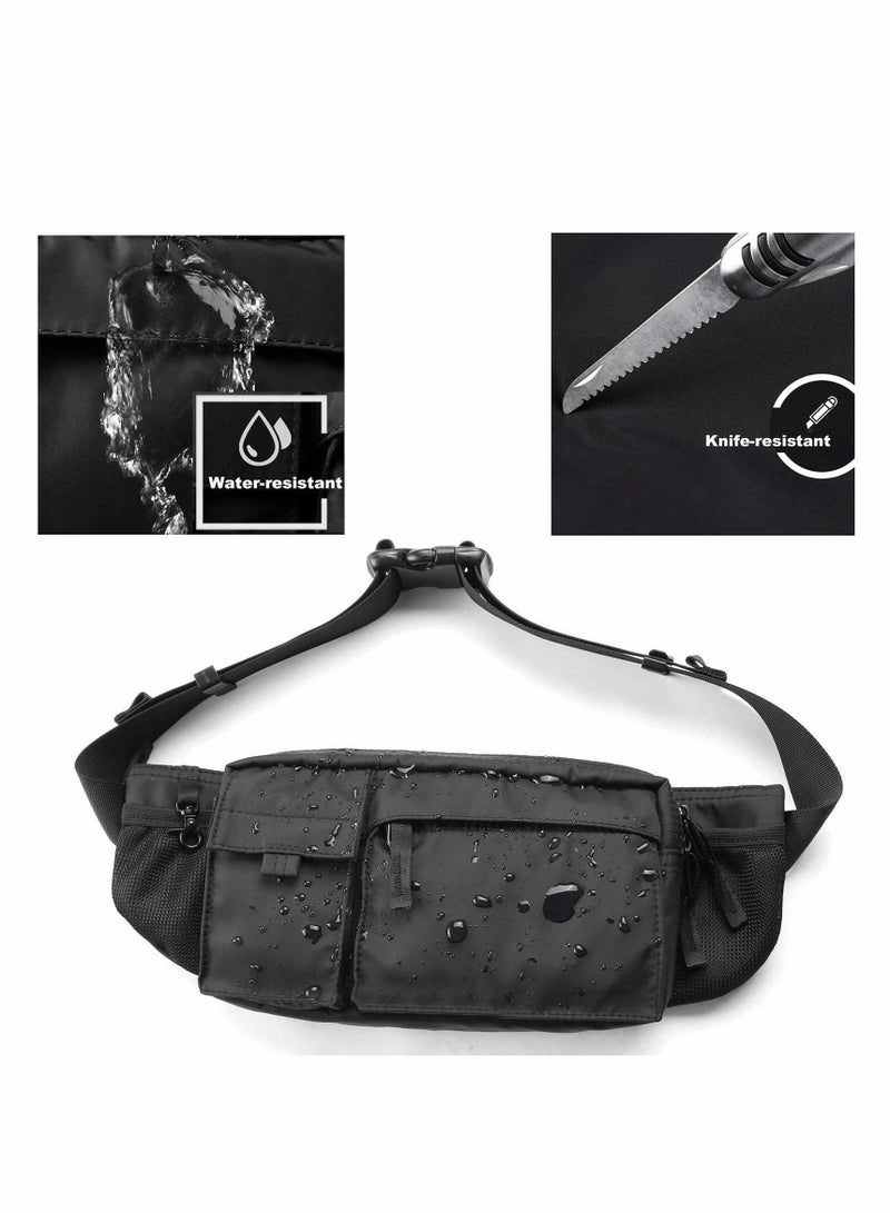 واي آند دي Waist Bag, Large Waterproof Black Men's Women's Adjustable Straps Premium Lightweight Bag for Gym Fitness Workout Travel Work Commute  - Image 2