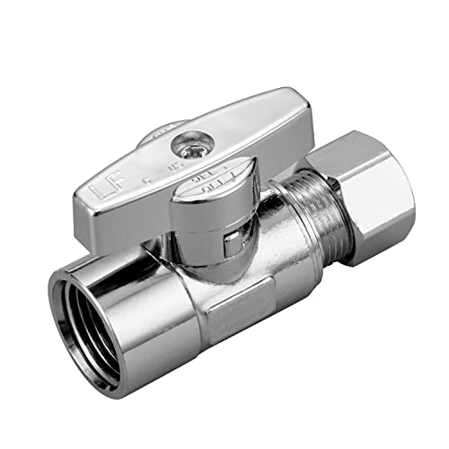 Minimprover 2 Pack Premium Brass Chrome plated 3/8" FIP Female Thread x 3/8 Inch OD Compression Quarter Turn Straight Water Angle Stop Valve Shut Off - Image 4