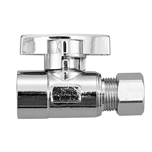 Minimprover 2 Pack Premium Brass Chrome plated 3/8" FIP Female Thread x 3/8 Inch OD Compression Quarter Turn Straight Water Angle Stop Valve Shut Off - Image 3