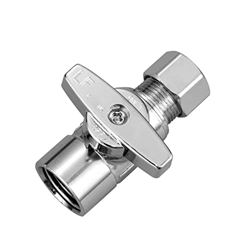 Minimprover 2 Pack Premium Brass Chrome plated 3/8" FIP Female Thread x 3/8 Inch OD Compression Quarter Turn Straight Water Angle Stop Valve Shut Off - Image 5