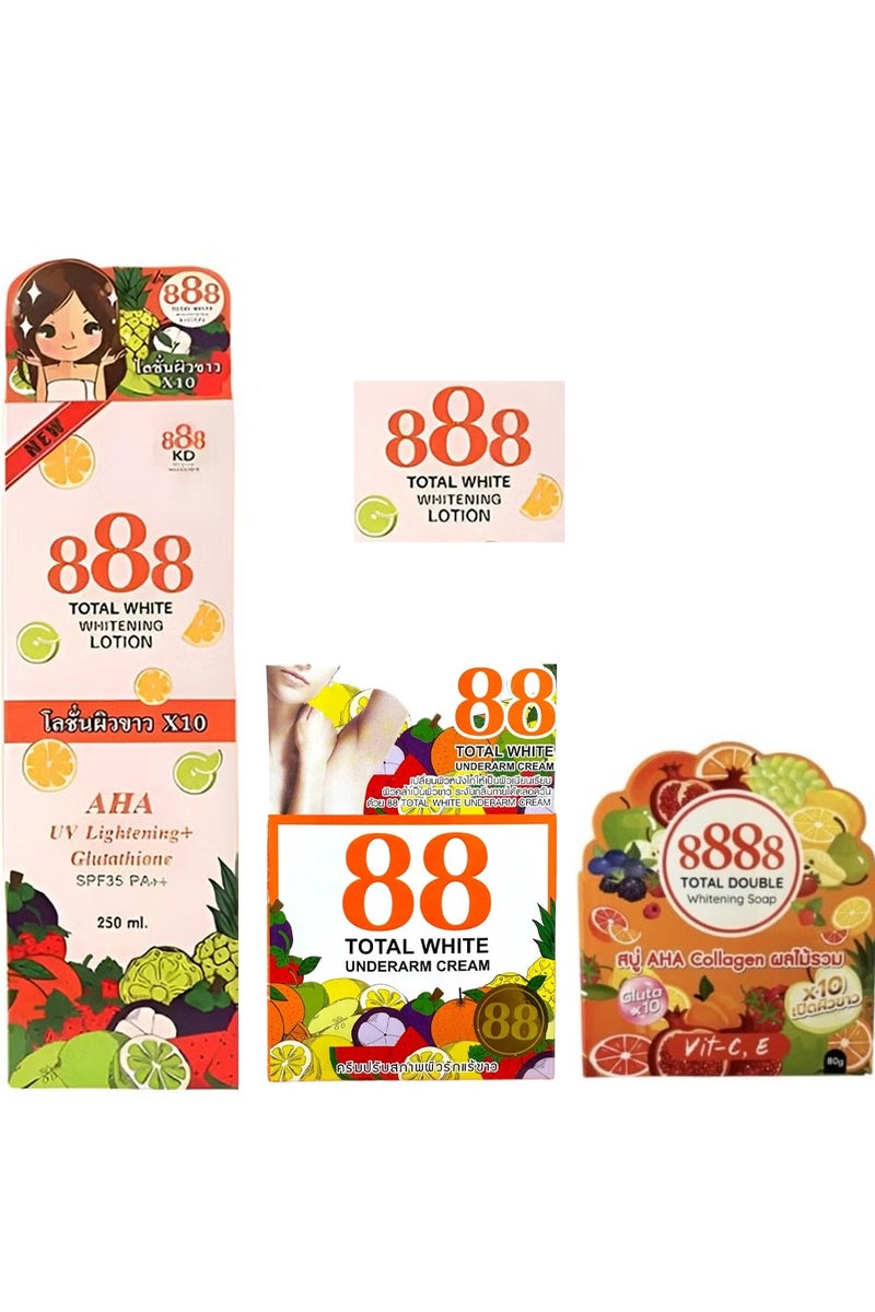 888 TOTAL WHITE Whitening Lotion & Whitening Soap & Underarm Whitening Cream Set