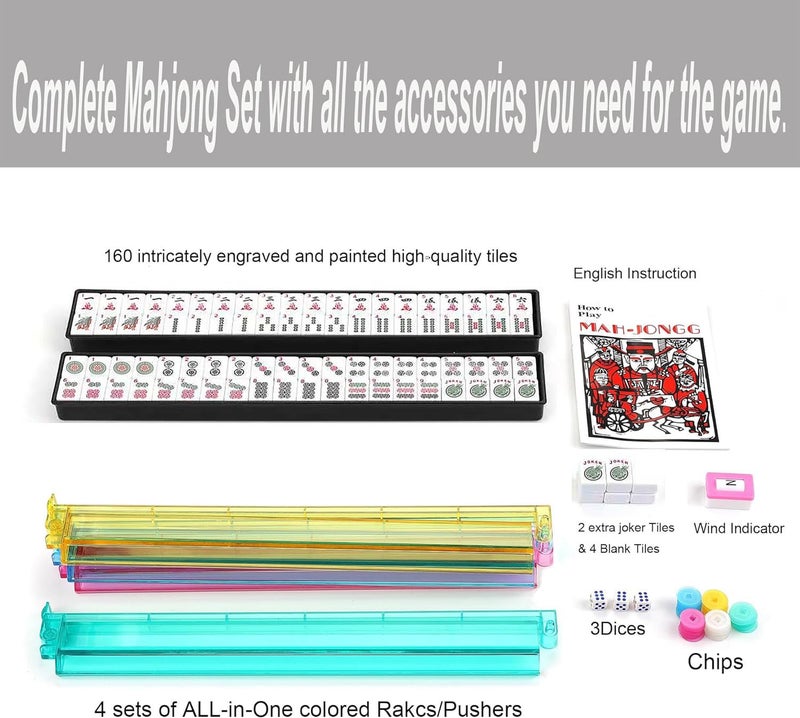 Mose Cafolo American Mahjong Game Set - Red (Burgundy) Quilted Soft Bag - 166 White Engraved Tiles, 4 All-in-One Rack/Pushers Complete Western Mah-Jongg, Maj Jongg, Ma Jong Set - Image 4
