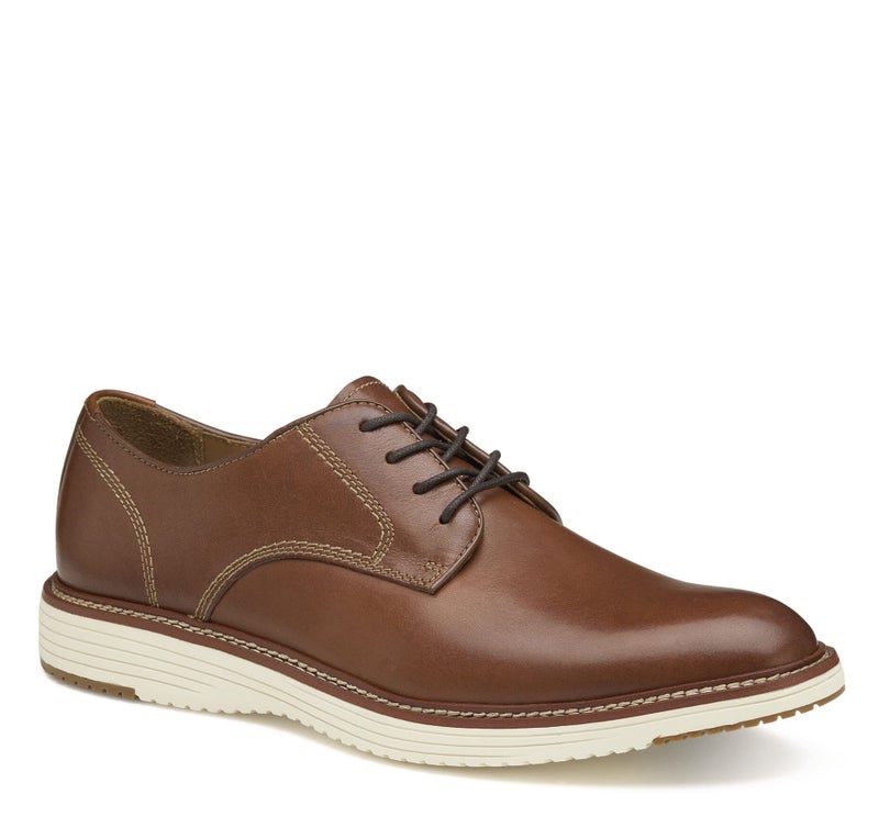 Johnston Murphy Mens Upton Leather Plain Toe Dress Casual Laceup Shoe Tan Full Grain 11 M