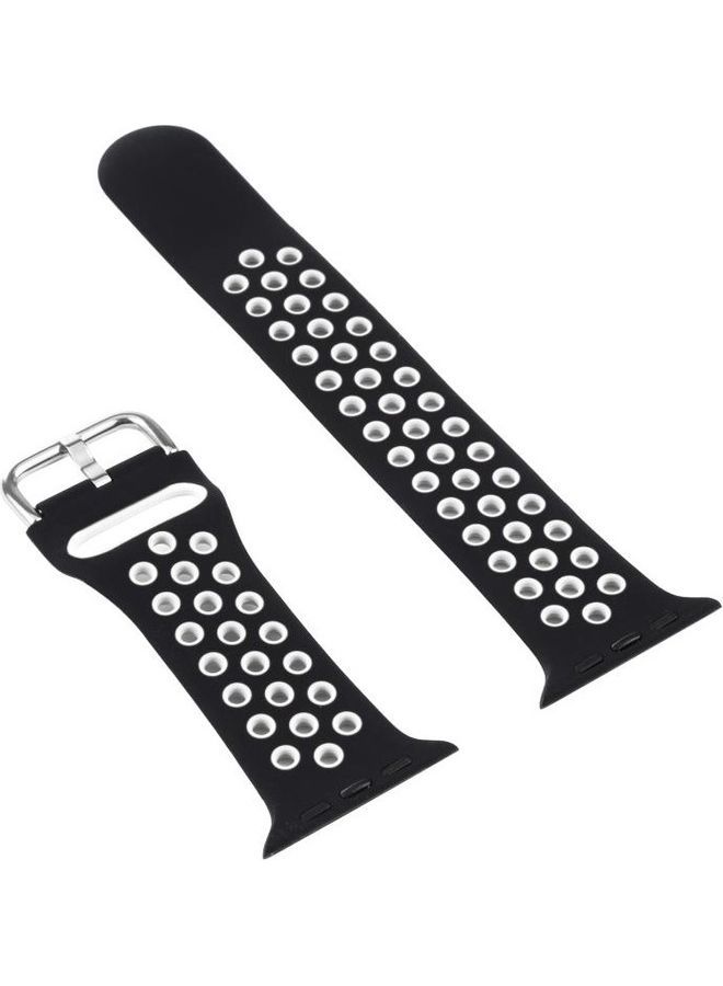 NIBEMINENT Silicone Replacement Strap with Screen Protector For Apple Watch Series 6/5/4/ 44mm Black - Image 2