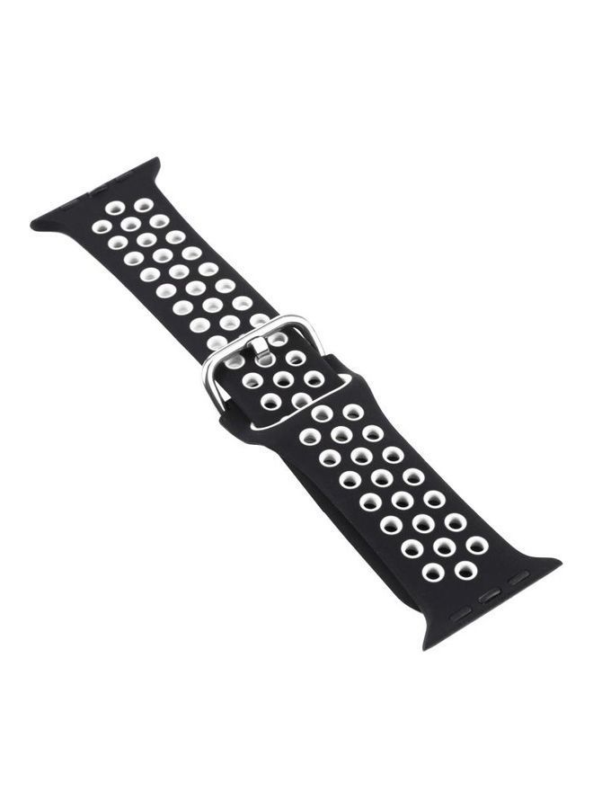 NIBEMINENT Silicone Replacement Strap with Screen Protector For Apple Watch Series 6/5/4/ 44mm Black - Image 4