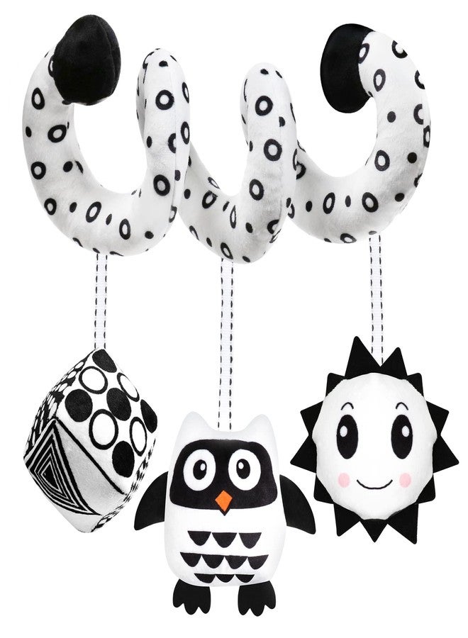 GKDOMS Baby Spiral Hanging Stroller and Car Seat Toys Black and White High Contrast Sensory Toy Newborn Plush Activity Toys Christmas Stocking Stuffers Gifts for 0 3 6 9 12 Months Girls Boys-Owl - Image 1