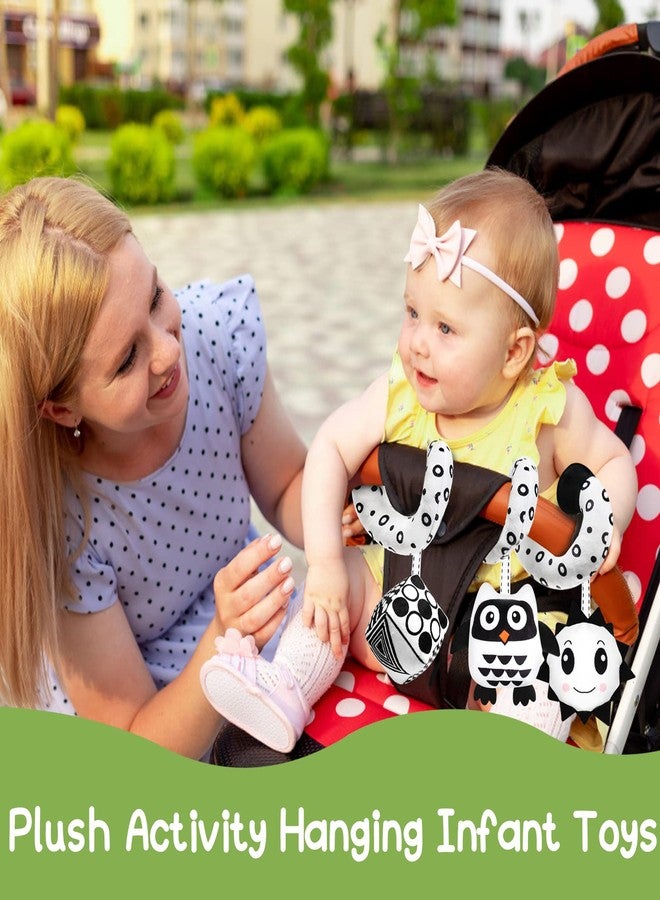 GKDOMS Baby Spiral Hanging Stroller and Car Seat Toys Black and White High Contrast Sensory Toy Newborn Plush Activity Toys Christmas Stocking Stuffers Gifts for 0 3 6 9 12 Months Girls Boys-Owl - Image 4