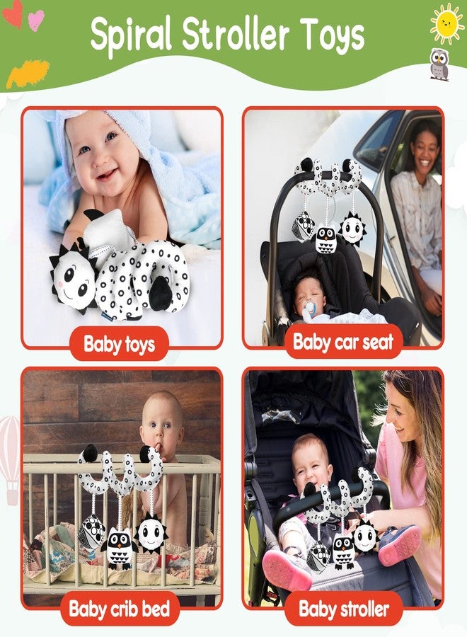 GKDOMS Baby Spiral Hanging Stroller and Car Seat Toys Black and White High Contrast Sensory Toy Newborn Plush Activity Toys Christmas Stocking Stuffers Gifts for 0 3 6 9 12 Months Girls Boys-Owl - Image 5