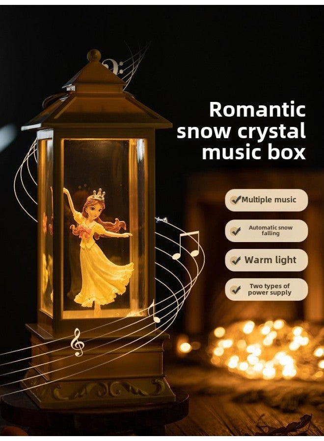 Snow Music Box Frozen Crystal Ball Daughter Children's Rotating Girl Music Box Birthday High Sense-Color:Weini Square Pink Frame Flower Fairy "the Pink Skirt Does Not Rotate"  - Image 4