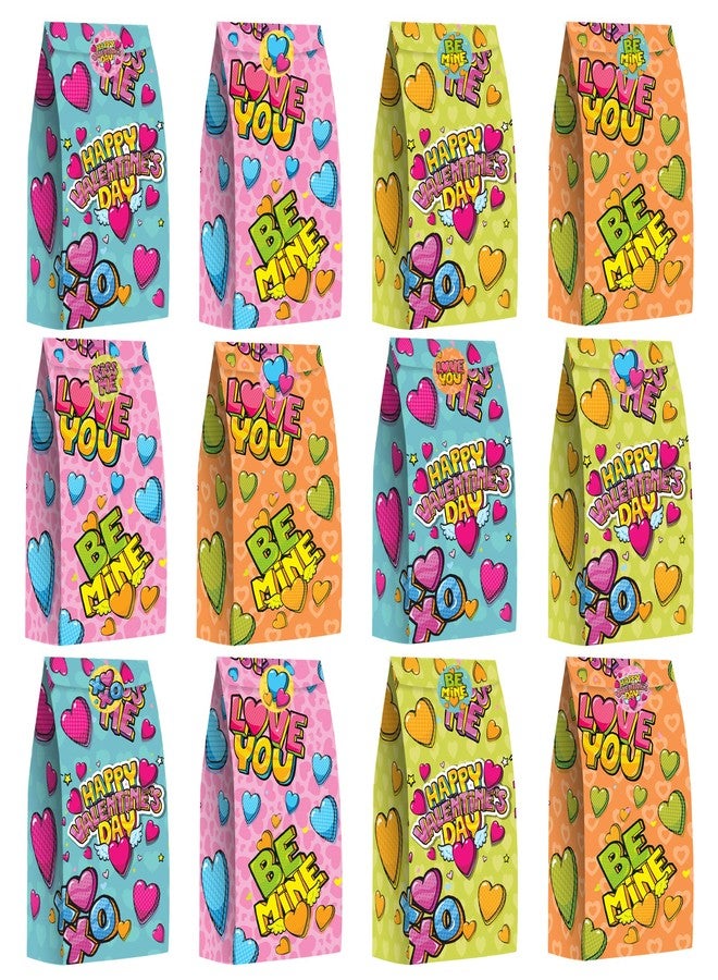 ArtCreativity 24 Valentines Day Bags with 24 Stickers, Valentine Treat, Candy Bag, Goodie Bags for Birthday Party, Wedding, Baby Shower & Party Favors, Cute Cardboard Boxes with Handles - Image 1