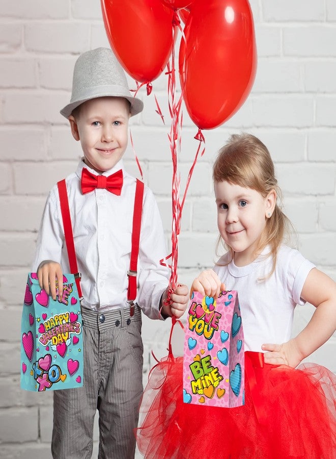 ArtCreativity 24 Valentines Day Bags with 24 Stickers, Valentine Treat, Candy Bag, Goodie Bags for Birthday Party, Wedding, Baby Shower & Party Favors, Cute Cardboard Boxes with Handles - Image 5