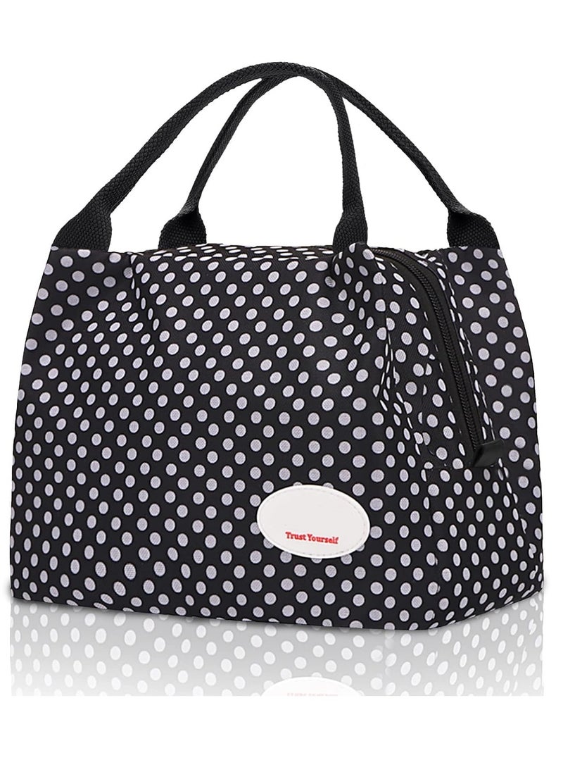 SYOSI Lunch Bag Bento Bag Insulated Lunch Box Men Adult Lunchbox Lunch Tote Reusable Meal Prep Container Bag Bento Box Cooler Bag for Students Ladies Men Picnic Work Outdoor Office Polka Dots  - Image 1