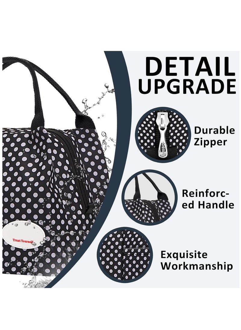 SYOSI Lunch Bag Bento Bag Insulated Lunch Box Men Adult Lunchbox Lunch Tote Reusable Meal Prep Container Bag Bento Box Cooler Bag for Students Ladies Men Picnic Work Outdoor Office Polka Dots  - Image 2