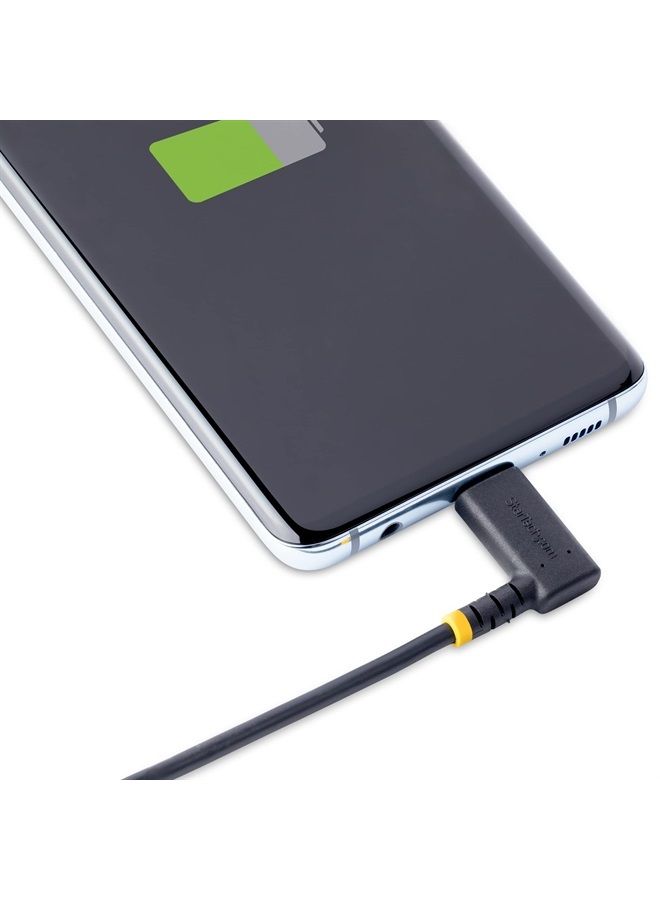 Startech.com 3ft (1m) USB A to C Charging Cable Right Angle - Heavy Duty Fast Charge USB-C Cable - USB 2.0 A to Type-C - Rugged Aramid Fiber - 3A - USB Charging Cord (R2ACR-1M-USB-CABLE) - Image 4