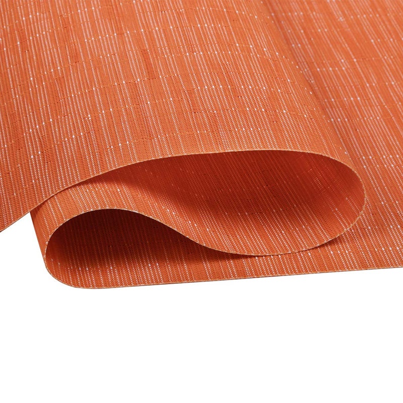 SHACOS SHACOS Placemats Set of 6 Woven Vinyl Place Mats for Dining Table Indoor Outdoor Table Mats Wipe Clean (6  Orange)  - Image 3