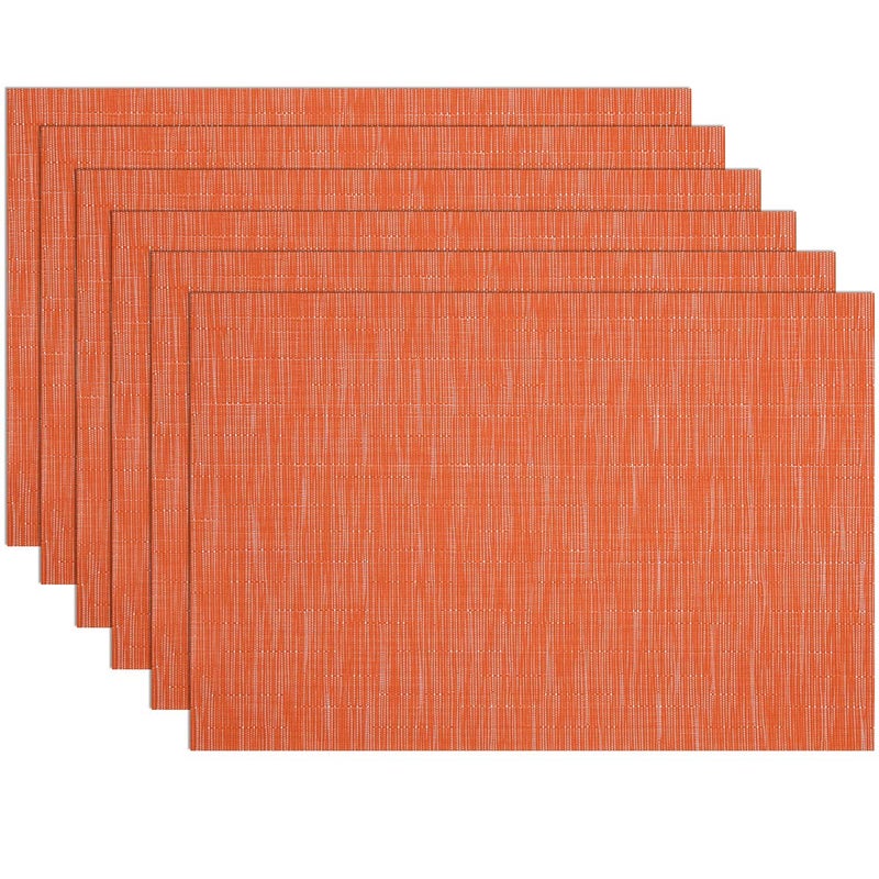SHACOS SHACOS Placemats Set of 6 Woven Vinyl Place Mats for Dining Table Indoor Outdoor Table Mats Wipe Clean (6  Orange)  - Image 1