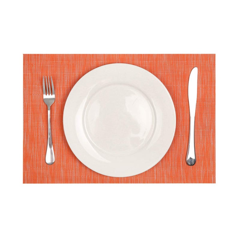 SHACOS SHACOS Placemats Set of 6 Woven Vinyl Place Mats for Dining Table Indoor Outdoor Table Mats Wipe Clean (6  Orange)  - Image 4