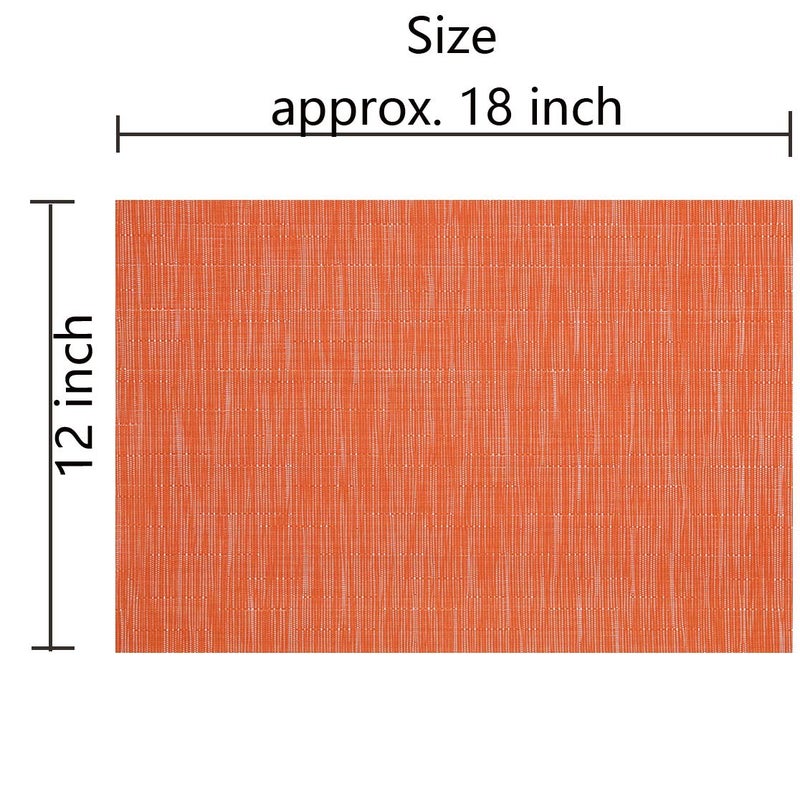 SHACOS SHACOS Placemats Set of 6 Woven Vinyl Place Mats for Dining Table Indoor Outdoor Table Mats Wipe Clean (6  Orange)  - Image 2
