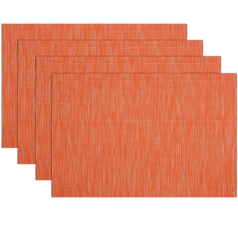 SHACOS SHACOS Placemats Set of 6 Woven Vinyl Place Mats for Dining Table Indoor Outdoor Table Mats Wipe Clean (6  Orange)  - Image 5