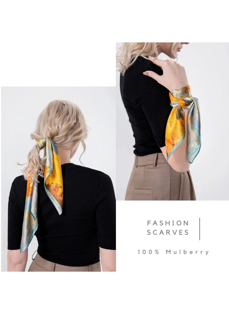 سيوسي وشاح رقبة من حرير التوت 100٪ مقاس 21 × 21 بوصة وشاح مربع صغير للنساء ، باندانا من الحرير ، وشاح حرير مربع للنساء ، وشاح بمقبض حقيبة - Image 5