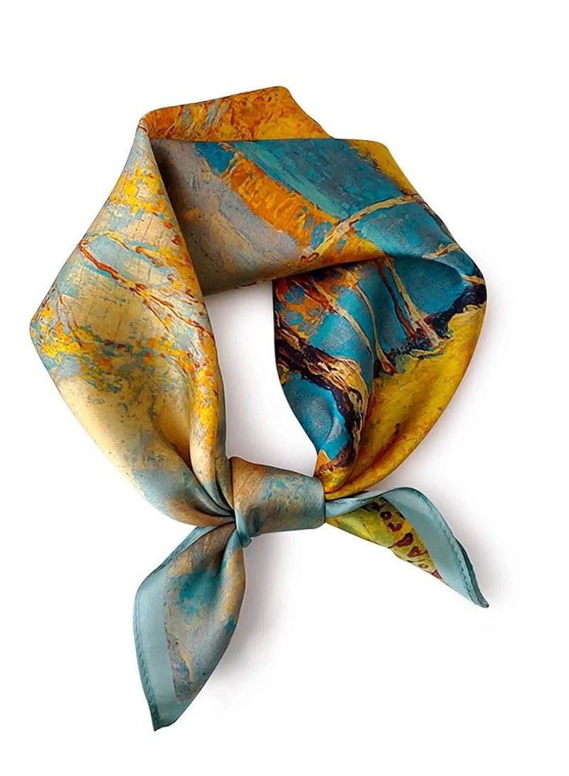 سيوسي وشاح رقبة من حرير التوت 100٪ مقاس 21 × 21 بوصة وشاح مربع صغير للنساء ، باندانا من الحرير ، وشاح حرير مربع للنساء ، وشاح بمقبض حقيبة - Image 1