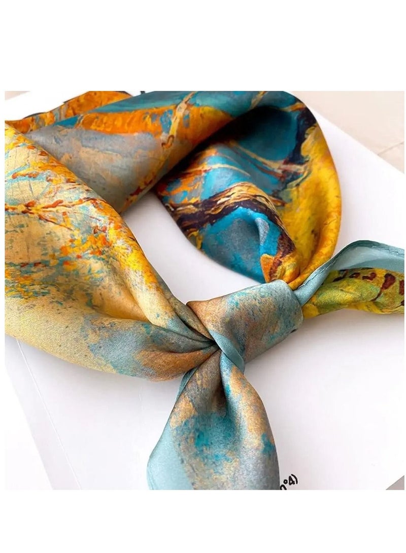 سيوسي وشاح رقبة من حرير التوت 100٪ مقاس 21 × 21 بوصة وشاح مربع صغير للنساء ، باندانا من الحرير ، وشاح حرير مربع للنساء ، وشاح بمقبض حقيبة - Image 4