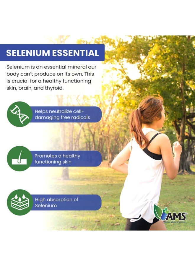 AMS America Medic & Science (AMS) Selenium 200 mcg Dietary Supplement for Men & Women, 60 Tablets, Immune & Thyroid Support - Image 3