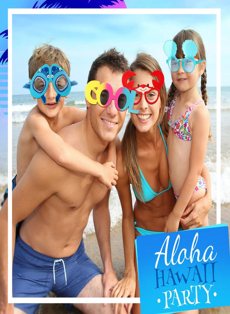 SYOSI Luau Party Sunglasses, 12 Pairs Funny Hawaiian Glasses, Hawaiian Glasses for Summer Pool Beach Party Decorations, Beach Themed Party Favor, Photo Booth Props Beach Themed for Adults Kids - Image 3