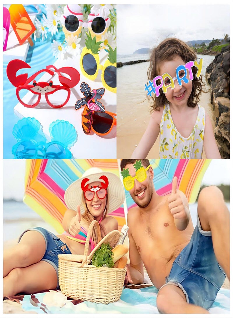 SYOSI Luau Party Sunglasses, 12 Pairs Funny Hawaiian Glasses, Hawaiian Glasses for Summer Pool Beach Party Decorations, Beach Themed Party Favor, Photo Booth Props Beach Themed for Adults Kids - Image 5