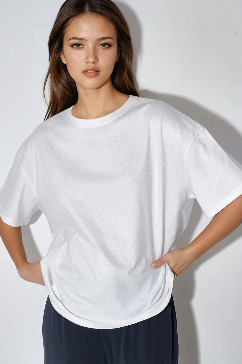 BUSEM Sequin Crew Neck Short Sleeve T-Shirt