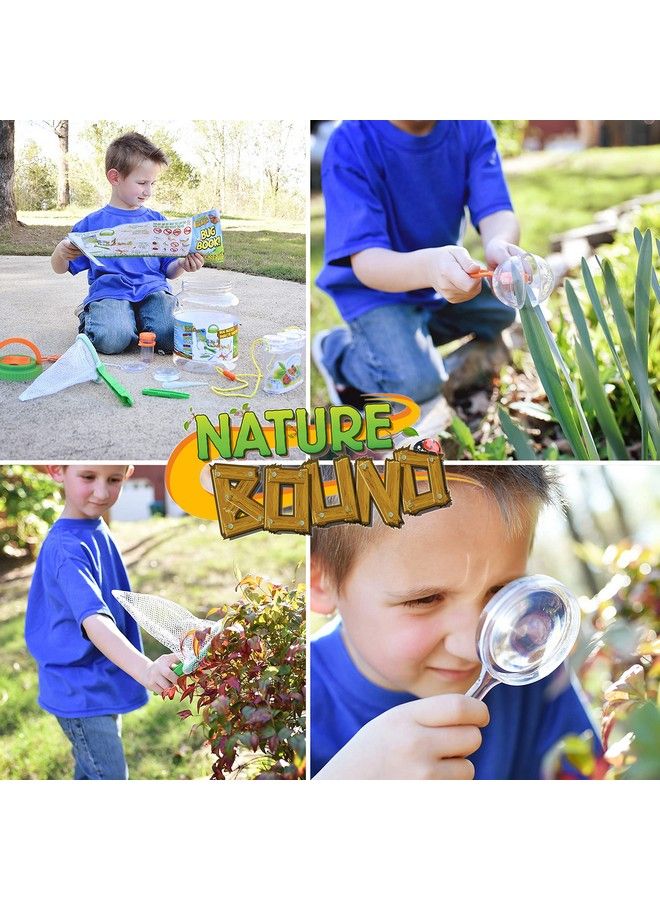 Bug Catcher With Habitat Bucket And 7 Piece Nature Exploration Set Includes Critter Box Activity Booklet Net Magnifier Tweezers Jar Petri Dish And More