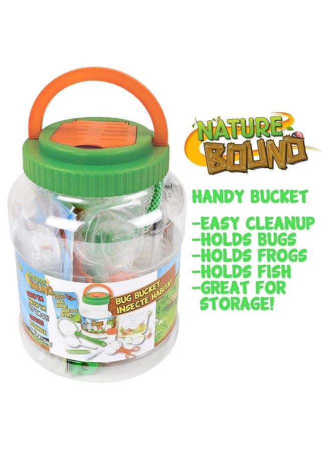 Bug Catcher With Habitat Bucket And 7 Piece Nature Exploration Set Includes Critter Box Activity Booklet Net Magnifier Tweezers Jar Petri Dish And More
