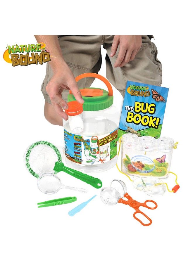 Bug Catcher With Habitat Bucket And 7 Piece Nature Exploration Set Includes Critter Box Activity Booklet Net Magnifier Tweezers Jar Petri Dish And More