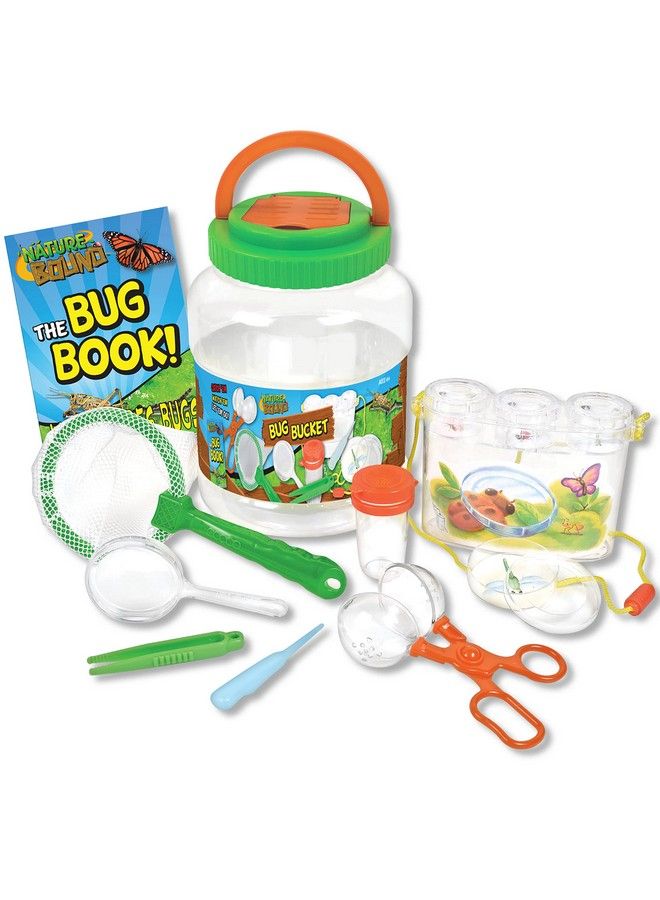 Bug Catcher With Habitat Bucket And 7 Piece Nature Exploration Set Includes Critter Box Activity Booklet Net Magnifier Tweezers Jar Petri Dish And More