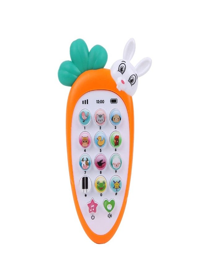 VGRASSP Radish Style Cute Rabbit Face Pretend Play Cell Phone Toy for Kids, Toddlers with Music, Ringtones, Lights - Birthday Party Favors and Gifts for Girls (Orange) - Image 1