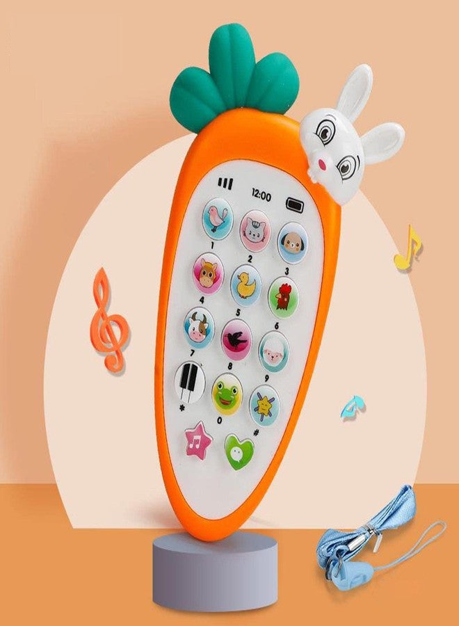 VGRASSP Radish Style Cute Rabbit Face Pretend Play Cell Phone Toy for Kids, Toddlers with Music, Ringtones, Lights - Birthday Party Favors and Gifts for Girls (Orange) - Image 2