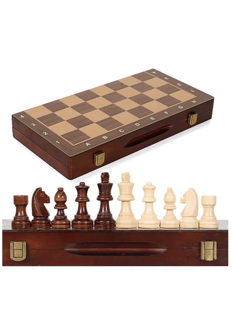 Rubik Magnetic Wooden Chess Board Game Set 15 Inches, Handmade Premium Folding Travel Traditional Educational Toy for Adults & Kids Gift (Brown)