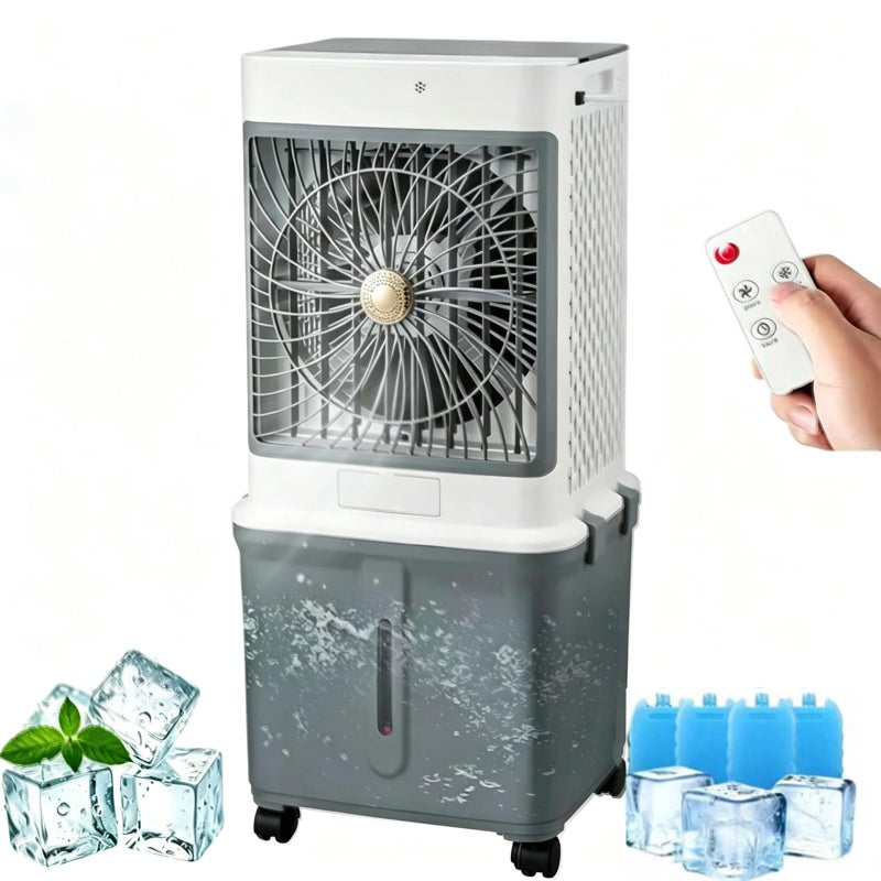 Evaporative Air Cooler, AltumBriz Cooling Fan, 3 Speeds with Remote & Touch Control, 120° Oscillating, 7H Timer, Portable ac Unit w/ 35L Water Tank with 4 Ice Boxes for Office and Home-Fragrance Model - Image 1