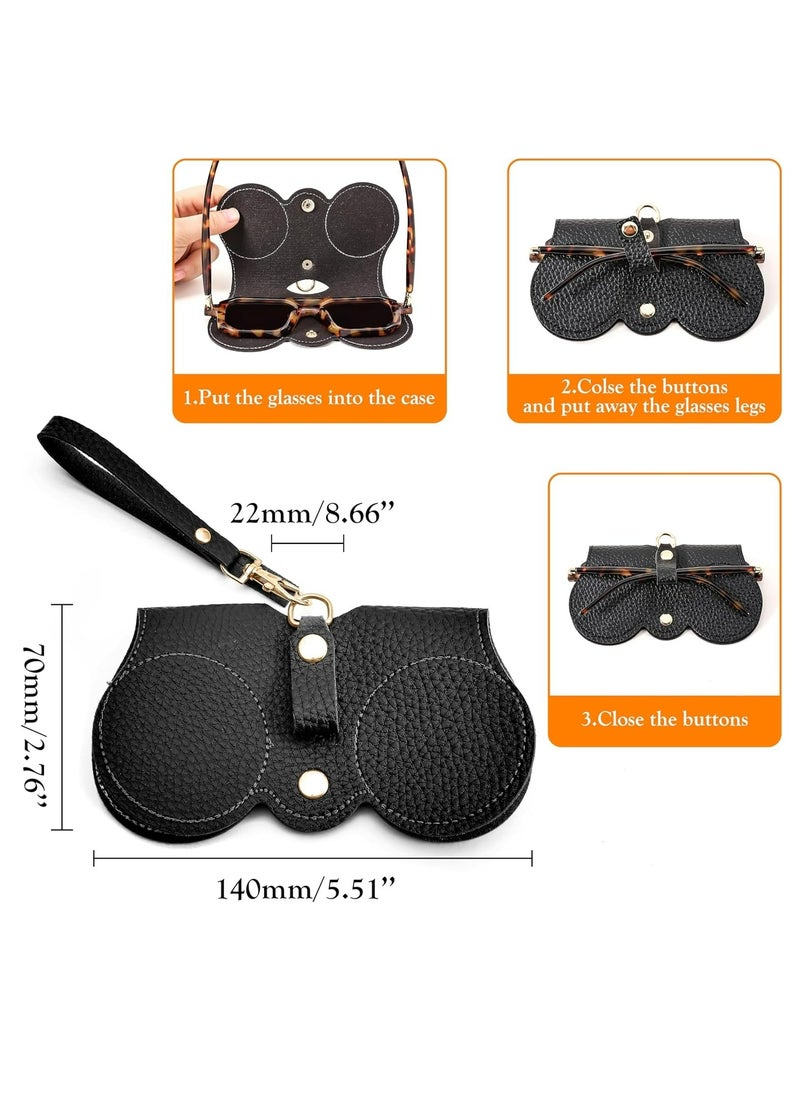 Generic - 2Pack Soft Leather Sunglass Bag, Holder Eyeglasses Case, Portable Glasses Pouch With Button Clip Wrist Strap - Image 1