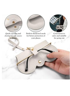 Generic 2Pack Soft Leather Sunglass Bag, Holder Eyeglasses Case, Portable Glasses Pouch With Button Clip Wrist Strap  - Image 3
