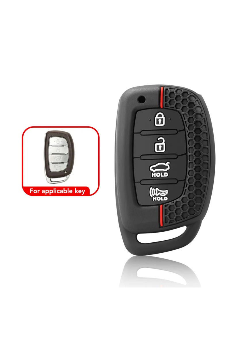 غطاء حماية لمفاتيح السيارة من السيليكون بأربعة أزرار، مناسب لسيارات هيونداي توسان، سانتا فيه، رينا، سوناتا، إلنترا، كري