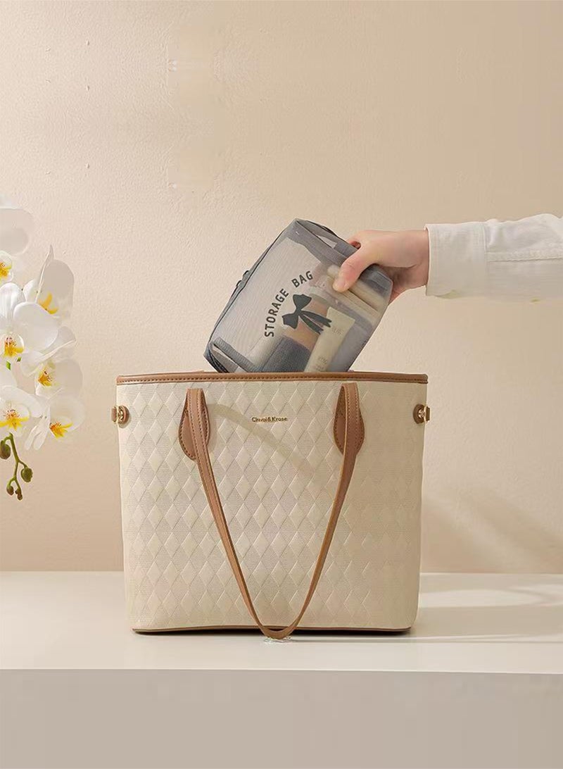 هومار كيت مجموعة حقيبة مكياج - 3 قطع حقائب سفر محمولة كبيرة السعة لمستحضرات التجميل وحقائب أدوات الزينة وحقائب محفظة المكياج مع أكياس تخزين بسحاب للمنزل والمكاتب وإكسسوارات السفر، شبكة شفافة سهلة الحمل والتنظيف، رمادي - Image 5