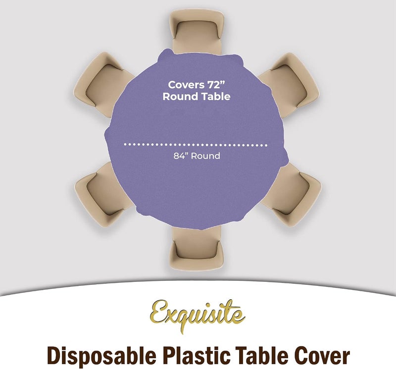 Exquisite Party Solids 12-Pack Premium Plastic Tablecloth 84in. Round Table Cover - Lavender - Image 4