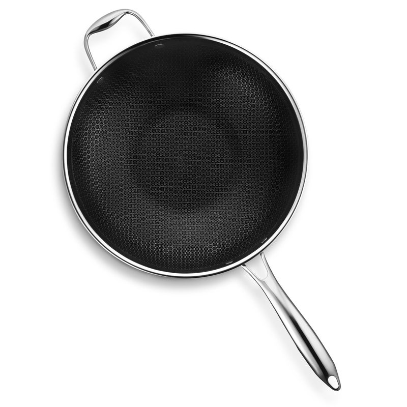 HexClad Hybrid Nonstick 12-Inch Wok, Stay-Cool Handle, Dishwasher and Oven Safe, Compatible with All Cooktops, Induction Ready - Image 2