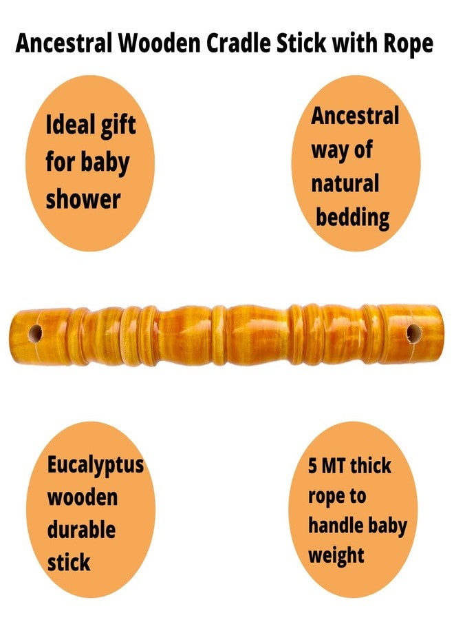 Pyengora® Thottil for New Born Baby | Cradle Swing Stick with Rope, Honey Color, Traditional Wooden Jhula - Image 3