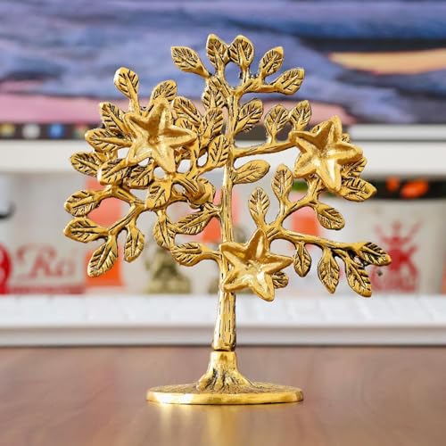 DreamKraft Kalpavriksha Tree Metal Showpiece | Tree of Life Decorative Statue | Vastu Feng Shui Good Luck Gift | Antique Finish Table Decor for Living Room, Office, Home Temple – 1 Piece - Image 1