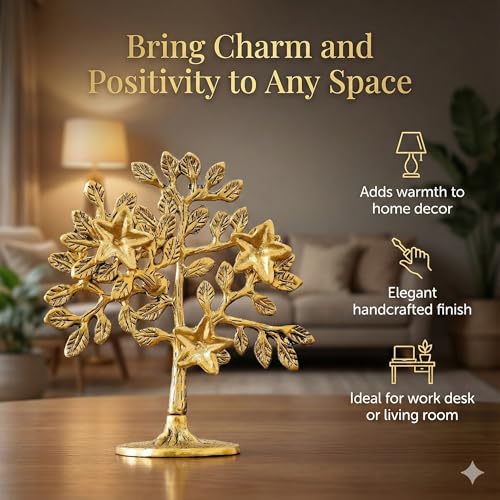 DreamKraft Kalpavriksha Tree Metal Showpiece | Tree of Life Decorative Statue | Vastu Feng Shui Good Luck Gift | Antique Finish Table Decor for Living Room, Office, Home Temple – 1 Piece - Image 2